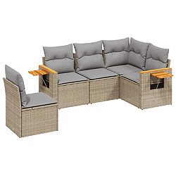 vidaXL Salon de jardin avec coussins 5 pcs beige résine tressée