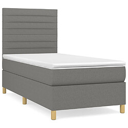 vidaXL Sommier à lattes de lit avec matelas Gris foncé 90x200 cm Tissu