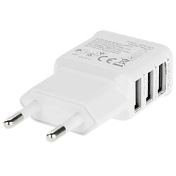 Wewoo Pour iPhone, Galaxy, Huawei, Xiaomi, blanc LG, HTC et autres smartphone 5V 2A UE Plug 3 USB Chargeur Adaptateur,