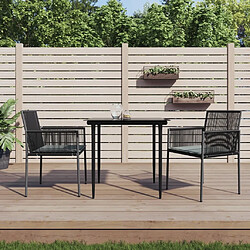 Maison Chic Lot de 2 Chaises de jardin,Fauteuil d'extérieur et coussins noir 54x60,5x83,5 cm -MN29342