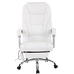 Avis Decoshop26 Fauteuil de bureau avec fonction massage et repose-pieds ajustables en véritable cuir blanc 10_0002576