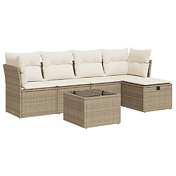 vidaXL Salon de jardin avec coussins 6 pcs beige résine tressée