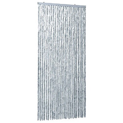 Decoshop26 Rideau contre insectes moustiquaire Blanc et gris 100x220 cm Chenille DEC022183