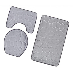 Ensemble de salle de bain 3 tapis de bain tapis de bain antidérapant couvercle couvercle couvercle de toilette gris pas cher