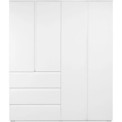 Armoire - Image 60C - Décor blanc - 4 portes, 2 tiroirs - 160 x 55 x 191 cm