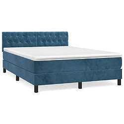 Maison Chic Lit Adulte - Lit simple Lit à sommier tapissier et matelas moelleux - Meuble de Chambre - Bleu foncé 140x190cm Velours -MN97552