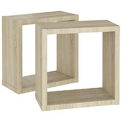 Maison Chic Lot de 2 Étagères cube murales,Etagère de rangement flottantes Chêne sonoma 30x15x30 cm -MN83417 pas cher