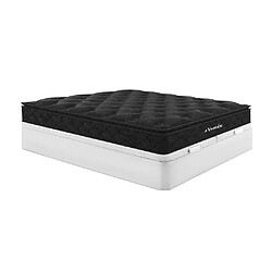 Vente-Unique Ensemble 180 x 200 cm sommier coffre blanc + matelas ressorts ensachés surmatelas intégré ép.28cm - BLACK DREAM de YSMÉE