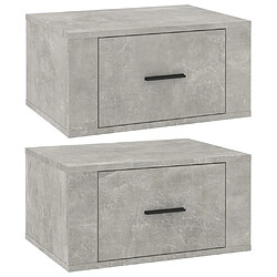 vidaXL Tables de chevet murales 2 pcs Gris béton 50x36x25 cm