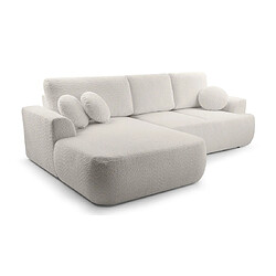 Bestmobilier Candela - canapé d'angle gauche 4 places - convertible avec coffre - en tissu bouclette pas cher