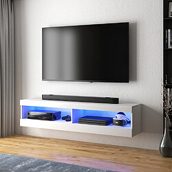 Selsey Meuble tv - VIANSOLA - 100 cm - blanc mat / blanc brillant - éclairage LED