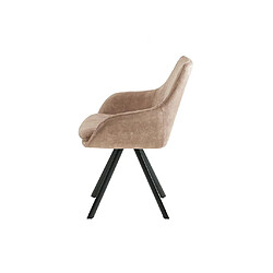 Vente-Unique Lot de 2 chaises avec accoudoirs - Velours et métal noir - Beige - KELINE de Maison Céphy pas cher