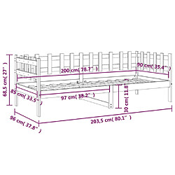 vidaXL Lit de jour sans matelas marron miel 90x200 cm bois pin massif pas cher