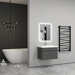 Aica Sanitaire 59(L)x38,5(W)x40(H)cm Meuble salle de bain anthracite 2 portes avec une vasque à poser pour un gain d'espace optimal avec un maximum d'espace intérieure.