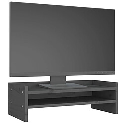 Avis vidaXL Support de moniteur Gris 50x24x16 cm Bois de pin solide