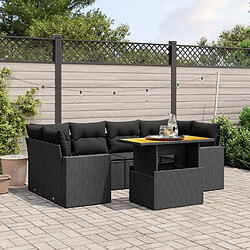 Maison Chic Ensemble Tables et chaises d'extérieur 7pcs avec coussins,Salon de jardin noir résine tressée -GKD331681