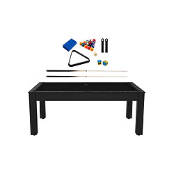 Jardindeco Billard convertible table 8 personnes Arizona + pack d'accessoires noir grainé et noir (tapis)