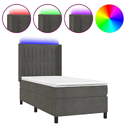 vidaXL Sommier à lattes de lit matelas LED Gris foncé 90x200cm Velours