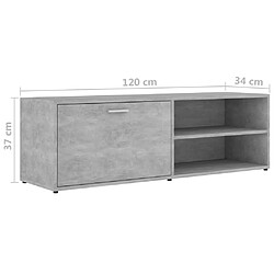 vidaXL Meuble TV Gris béton 120x34x37 cm Bois d’ingénierie pas cher