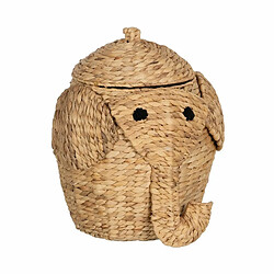 BigBuy Home Panier Eléphant Noir Beige Fibre naturelle 38 x 38 x 42 cm