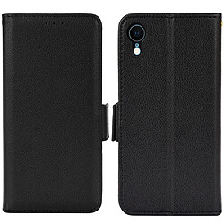 Etui en PU texture litchi noir pour votre iPhone XR 6.1 pouces