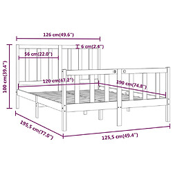 vidaXL Cadre de lit sans matelas 120x190 cm bois massif pas cher