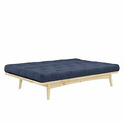 Acheter Inside 75 Banquette futon FOLK en pin massif coloris marine couchage 130 x 190 cm.