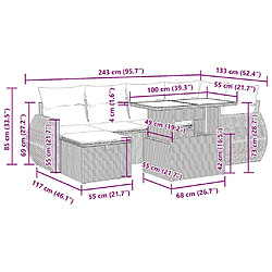 vidaXL Salon de jardin 7 pcs avec coussins noir résine tressée pas cher