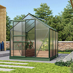 Avis Vitavia Serre de jardin en polycarbonate 4 mm et aluminium vert émeraude avec embase Venus Longueur de 195 cm.