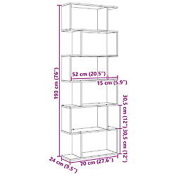 vidaXL Étagère séparatrice de pièce 6 niveaux sonoma gris 70x24x193 cm pas cher