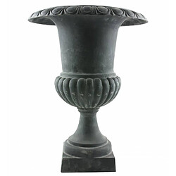 L'Héritier Du Temps Grand Vase XXXL Vasque Jardinière en Fonte Grise Style Médicis Pot de Fleur 65x65x96cm