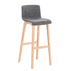 Decoshop26 Tabouret de bar x1 avec repose-pieds structure de 4 pieds en bois assise en tissu gris clair 10_0004974