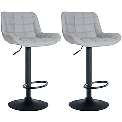 Decoshop26 Lot de 2 tabourets de bar structure métallique noir assise en PVC gris avec surpiqûres 10_0004443