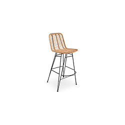 ICONIK INTERIOR Tabouret de bar en rotin - Style Boho Bali - Tray Naturel