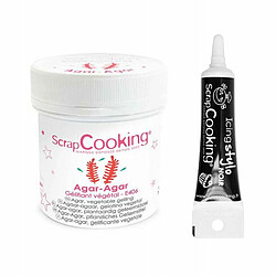 Scrapcooking Agar-agar en poudre 35 g + Stylo de glaçage noir