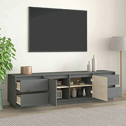 Avis Maison Chic Meuble TV scandinave - Banc TV pour salon Gris 176x37x47,5 cm Bois de pin massif -MN91334