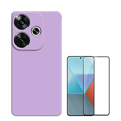 NIS Kit de film en verre 5D à couverture complète + housse en silicone violet Poco F6