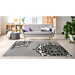 Vente-Unique Tapis motif rosace - 200 x 290 cm - gris et noir - ROSIA