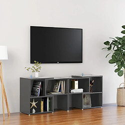 vidaXL Meuble TV Gris brillant 104x30x52 cm Bois d'ingénierie