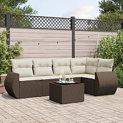 vidaXL Salon de jardin avec coussins 6 pcs marron résine tressée