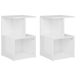 Maison Chic Lot de 2 Tables de chevet,Table de nuit,Table d'appoint pour salon Blanc brillant 35x35x55 cm Aggloméré -MN48782