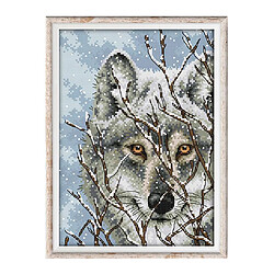 ensemble de broderie au point de croix estampillé - loup des neiges 11ct 27x39cm