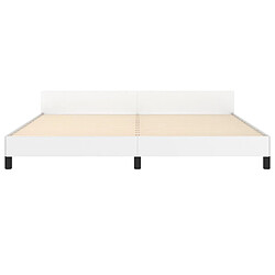 Maison Chic Lit adulte - Cadre Structure de lit avec tête de lit Contemporain Blanc 200x200 cm Similicuir -MN23755 pas cher