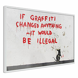 Paris Prix Affiche Murale Encadrée Banksy If Graffiti Changed Anything 30 x 20 cm Blanc