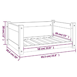 vidaXL Lit pour chien Noir 65,5x50,5x28 cm Bois de pin solide pas cher