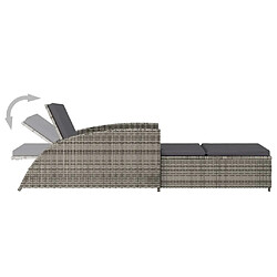 Acheter vidaXL Chaise longue avec coussin gris foncé Résine tressée Gris