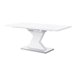 Vente-Unique Table à manger extensible 6 à 8 personnes en MDF et acier inoxydable - Blanc - NOWATA pas cher