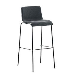 Decoshop26 Lot de 2 tabourets de bar avec repose-pieds dossier incurvé en tissu gris foncé et 4 pieds en métal noir 10_0004200