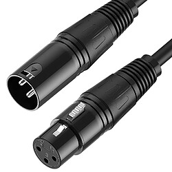 Câble XLR mâle vers femelle 3.3FT - Câbles XLR Cordon de câble pour microphone Série Premium équilibrée 3 broches XLR vers XLR Cordon de câble de raccordement pour micro 3M Noir 1 paquet