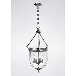 Luminaire Center Suspension Aubrey 4 Ampoules chrome poli/verre